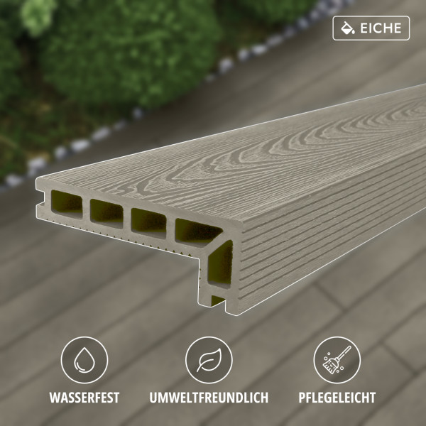 WPC Stufendiele in Holzoptik, 50 x 140 mm, Wellenstruktur, Eiche