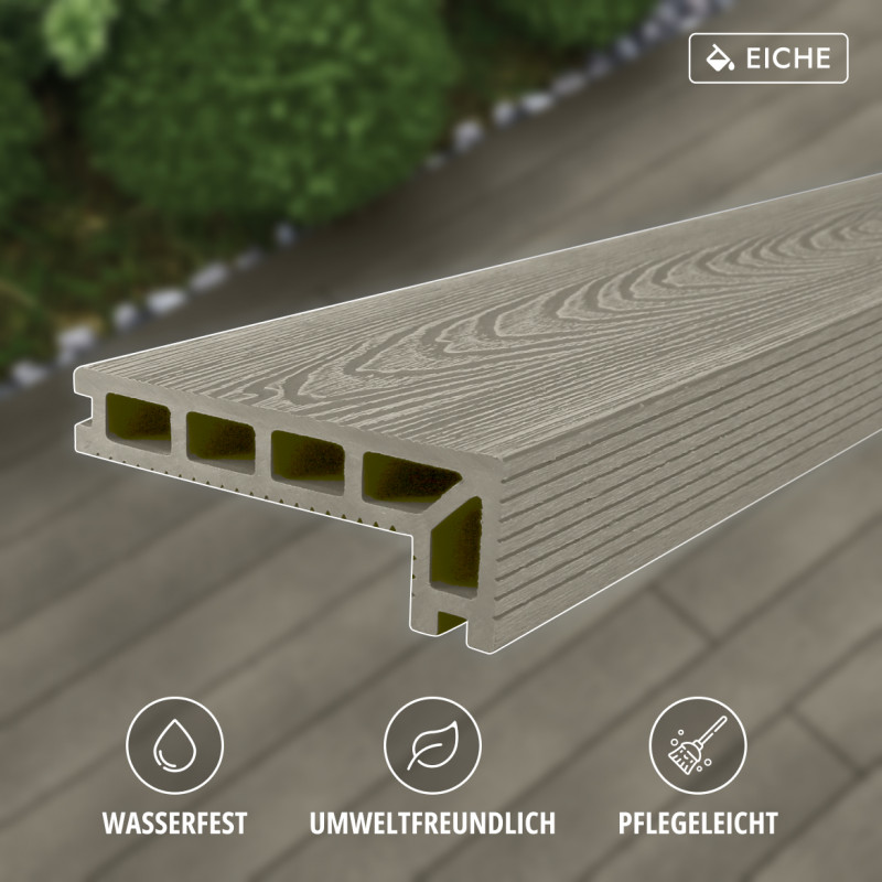 WPC Stufendiele in Holzoptik, 50 x 140 mm, Wellenstruktur, Eiche
