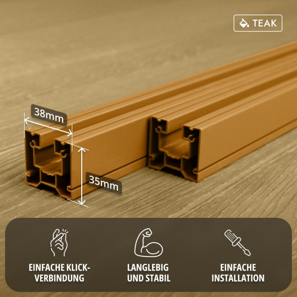 FeelingWood Aluminiumprofil Klick-System 35 x 38, Teak