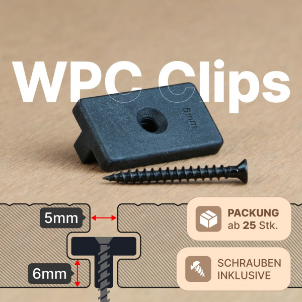 WPC Verbindungsclip (6 mm) mit Schraube, 1 Packung