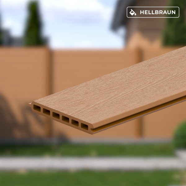 WPC-Zaunelemente, Steckprofil in Holzoptik, 162 x 20 mm, Hellbraun