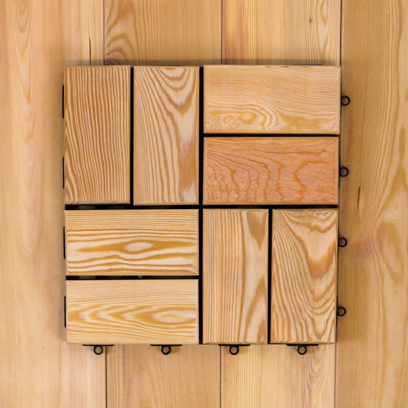 Klick-Holzfliesen aus Sibirischer Lärche, 8 GP, 310 x 310 mm, A Sortierung