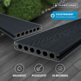 WPC Premium Terrassendiele 2. Generation, 23 x 142 mm, Wellenstruktur / glatt, Dunkelgrau