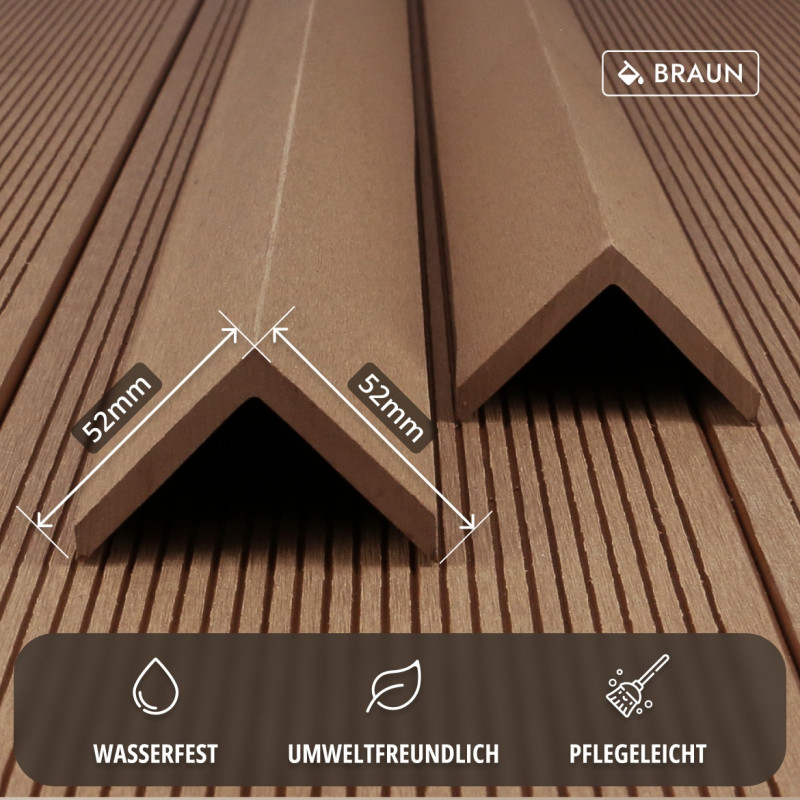 WPC Abschlussleiste, 52 x 52 mm, Braun