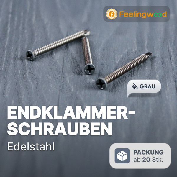 FeelingWood Endklammer-Schrauben (Edelstahl), Grau, 1 Packung