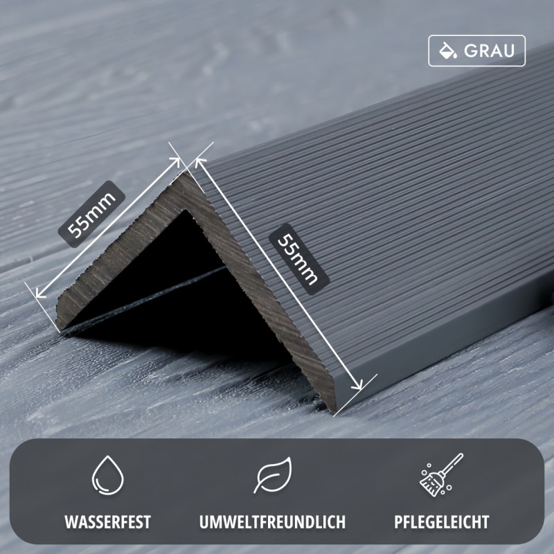 WPC Premium Abschlussleiste 2. Generation, 55 x 55 mm, Grau