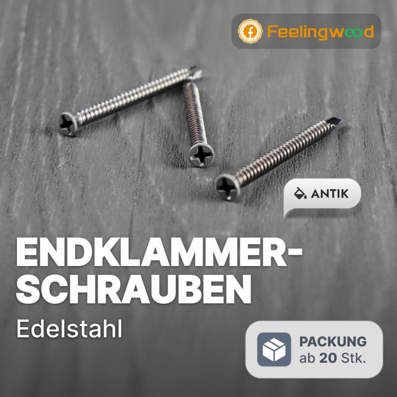FeelingWood Endklammer-Schrauben (Edelstahl), Antik, 1 Packung