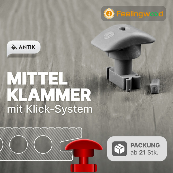 FeelingWood WPC Mittelklammer mit Klick-System, Antik