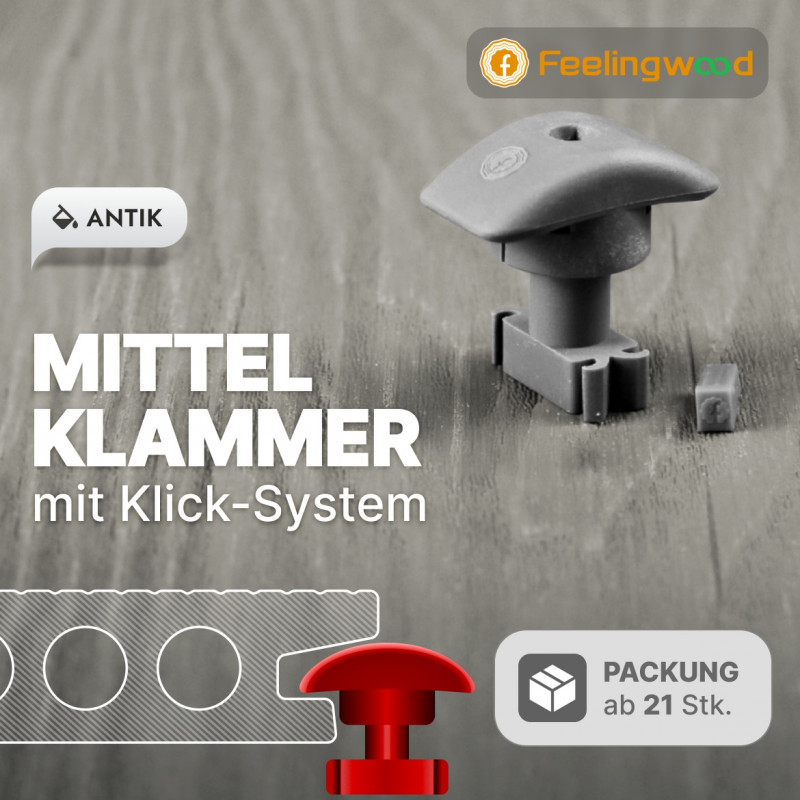 FeelingWood WPC Mittelklammer mit Klick-System, Antik