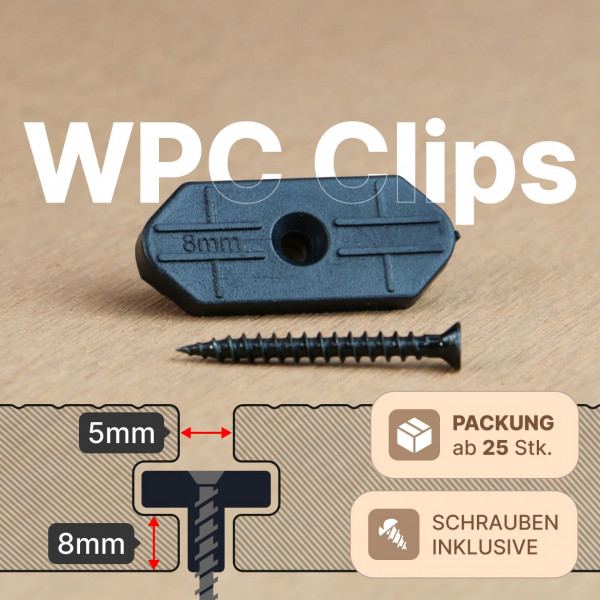 WPC Verbindungsclip (8 mm) mit Schraube, 1 Packung