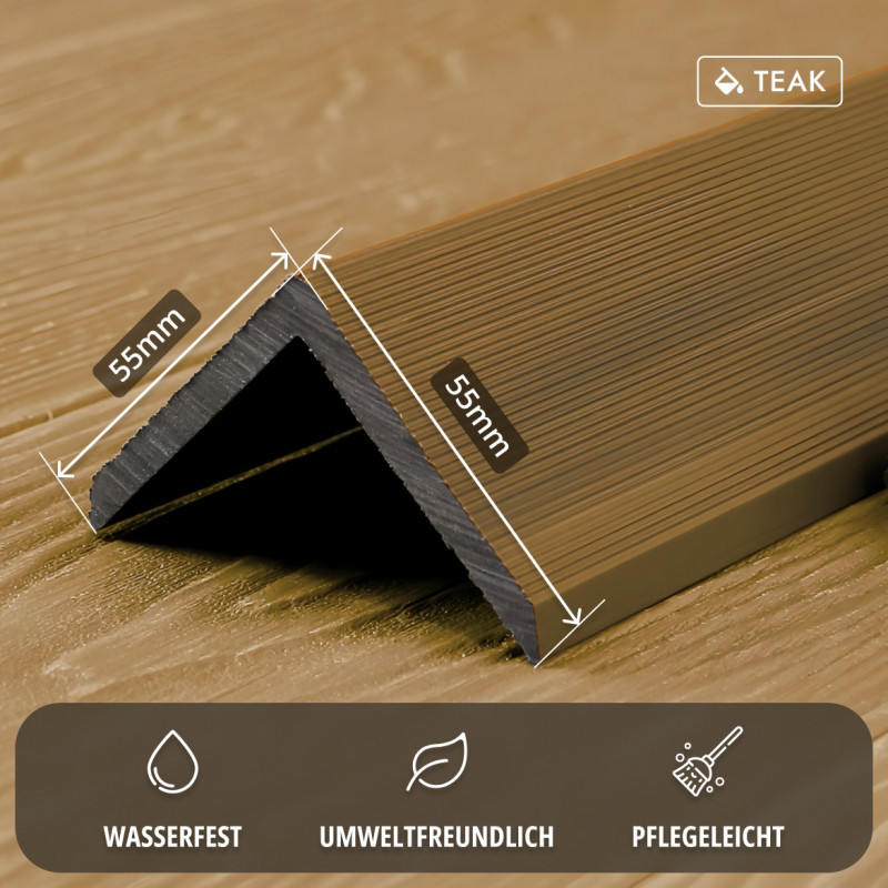 WPC Premium Abschlussleiste 2. Generation, 55 x 55 mm,, Teak
