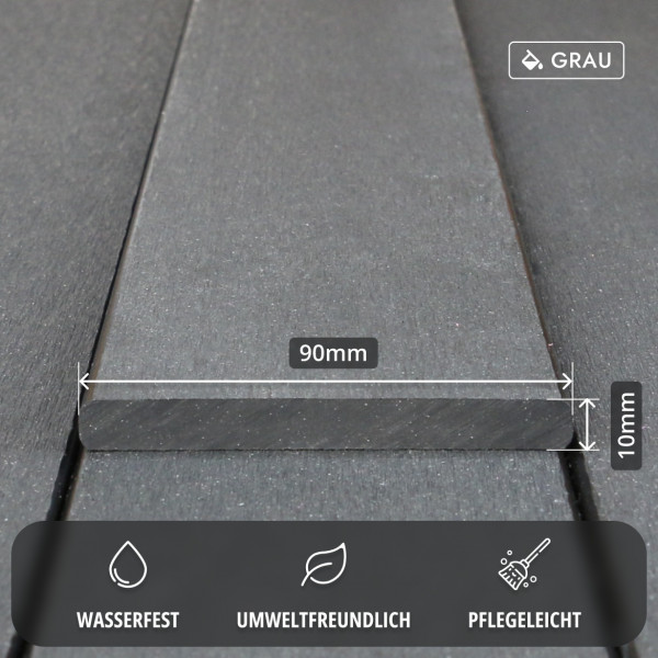 WPC Abschlussleiste 10 x 90 mm, Grau