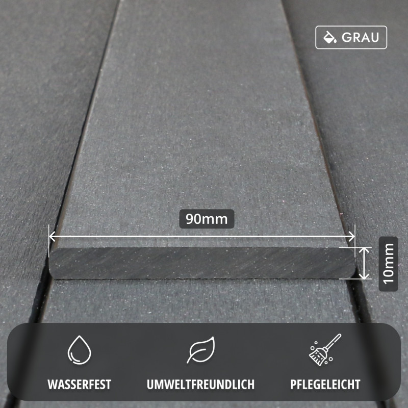 WPC Abschlussleiste 10 x 90 mm, Grau