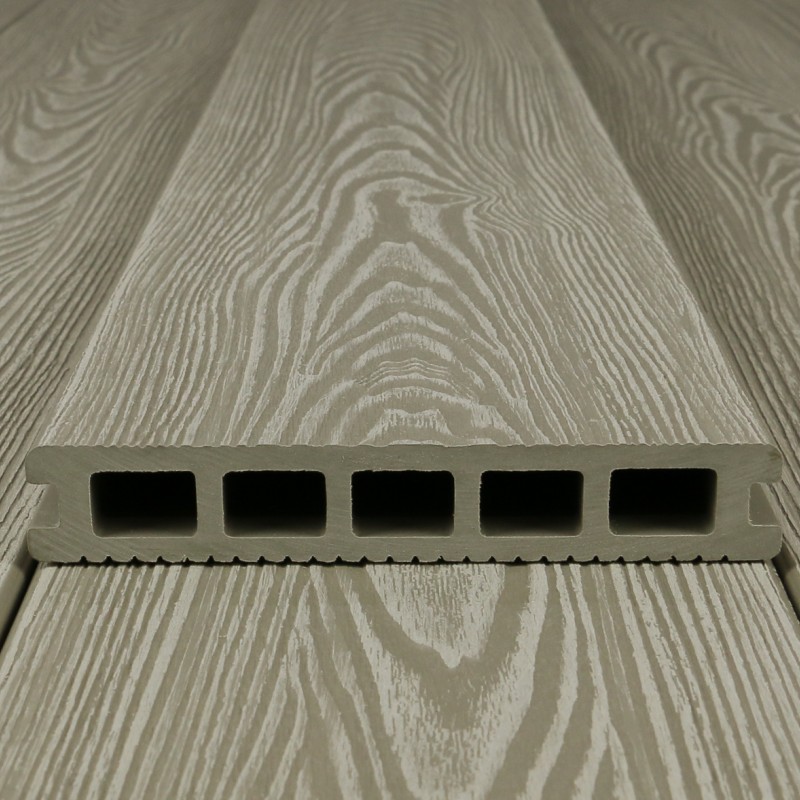 WPC 3D-geprägte Terrassendiele, 25 x 148 mm, wellenstruktur/fein, Eiche