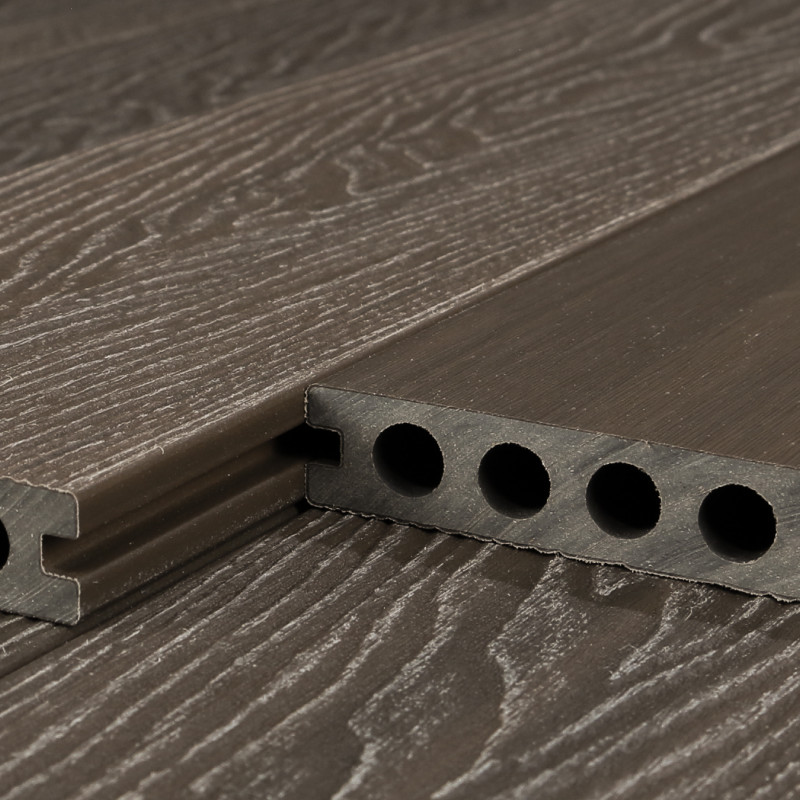WPC Premium Terrassendiele 2. Generation, 23 x 142 mm, Wellenstruktur / glatt, Walnuss