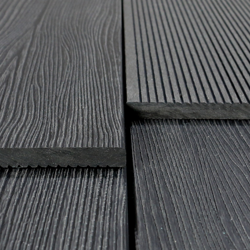 WPC Abschlussleiste in Holzoptik, 11 x 140 mm, Wellenstruktur / fein, Dunkelgrau