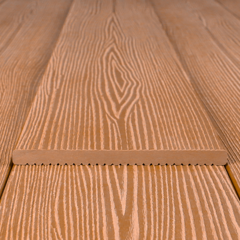 WPC Abschlussleiste in Holzoptik, 11 x 140 mm, Wellenstruktur / fein, Hellbraun