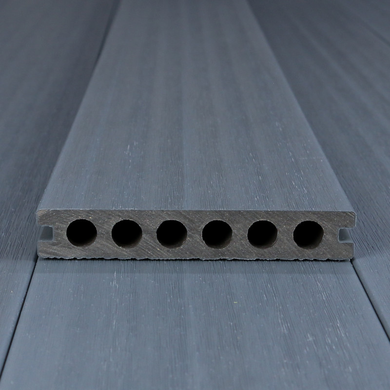 WPC Premium Terrassendiele 2. Generation, 23 x 142 mm, Wellenstruktur / glatt, Grau
