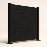 Bausatz, WPC Zaun Komplett-Set mit Alu-Pfosten (zum Aufschrauben), Schwarz