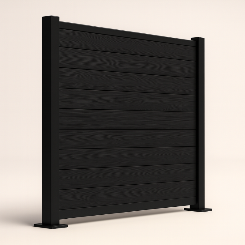 Bausatz, WPC Zaun Komplett-Set mit Alu-Pfosten (zum Aufschrauben), Schwarz