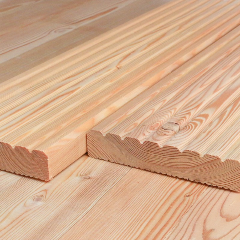 Bausatz Terrasse, Sibirische Lärche, grob I fein genutet, 27 x 142 mm, A/B Sortierung