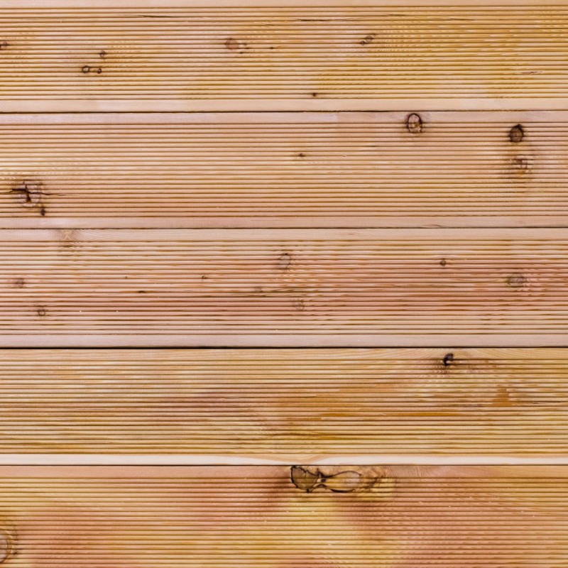 Bausatz Terrasse, Sibirische Lärche geriffelt, 27 x 140 mm, B/C Sortierung.