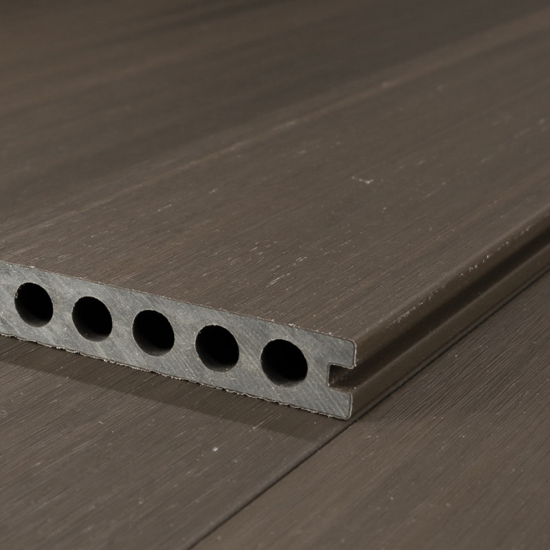 Bausatz, WPC Premium Terrassendiele 2. Generation, 23 x 142 mm, Wellenstruktur / glatt, Walnuss