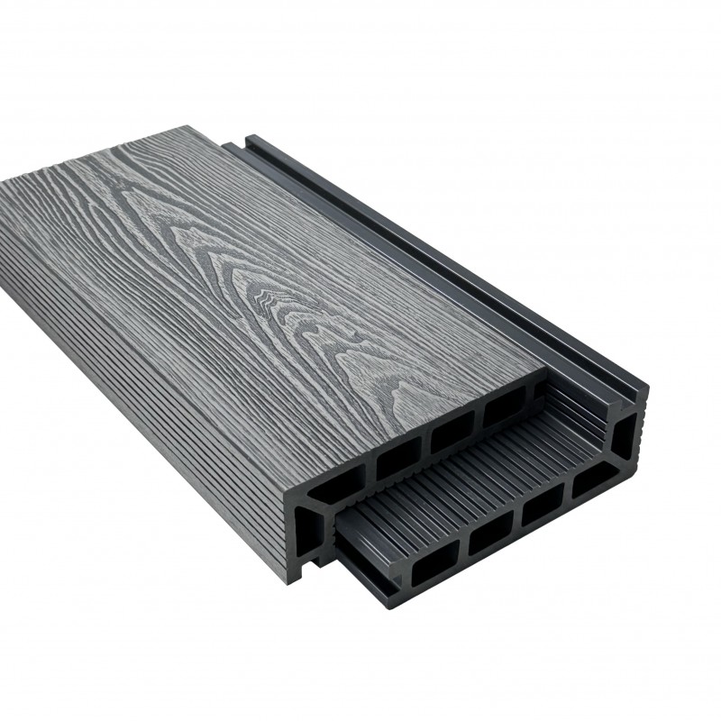 WPC Stufendiele in Holzoptik, 50 x 140 mm, Wellenstruktur, Grau