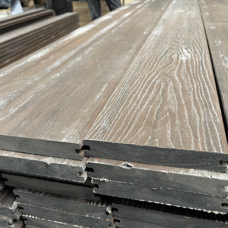 2.Wahl, WPC Premium Terrassendiele 2. Generation, Massiv, 23 x 140 mm, Wellenstruktur / glatt, Walnuss