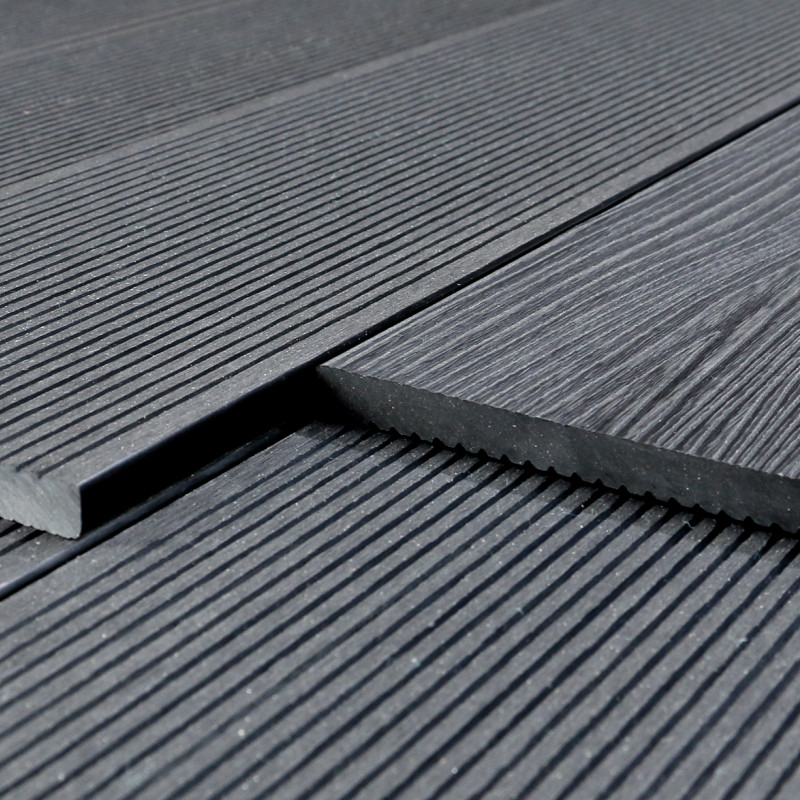 WPC Abschlussleiste in Holzoptik, 11 x 140 mm, Wellenstruktur / fein, Dunkelgrau