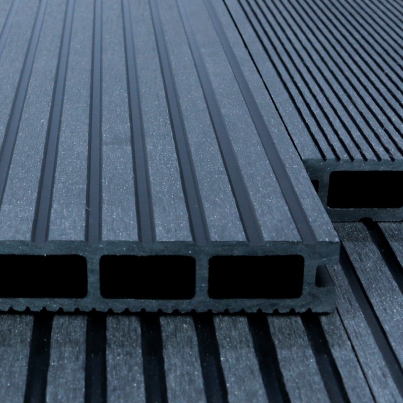 Bausatz, WPC Terrassendiele, Hohldiele, 24 x 146 mm, grob / fein, Dunkelgrau