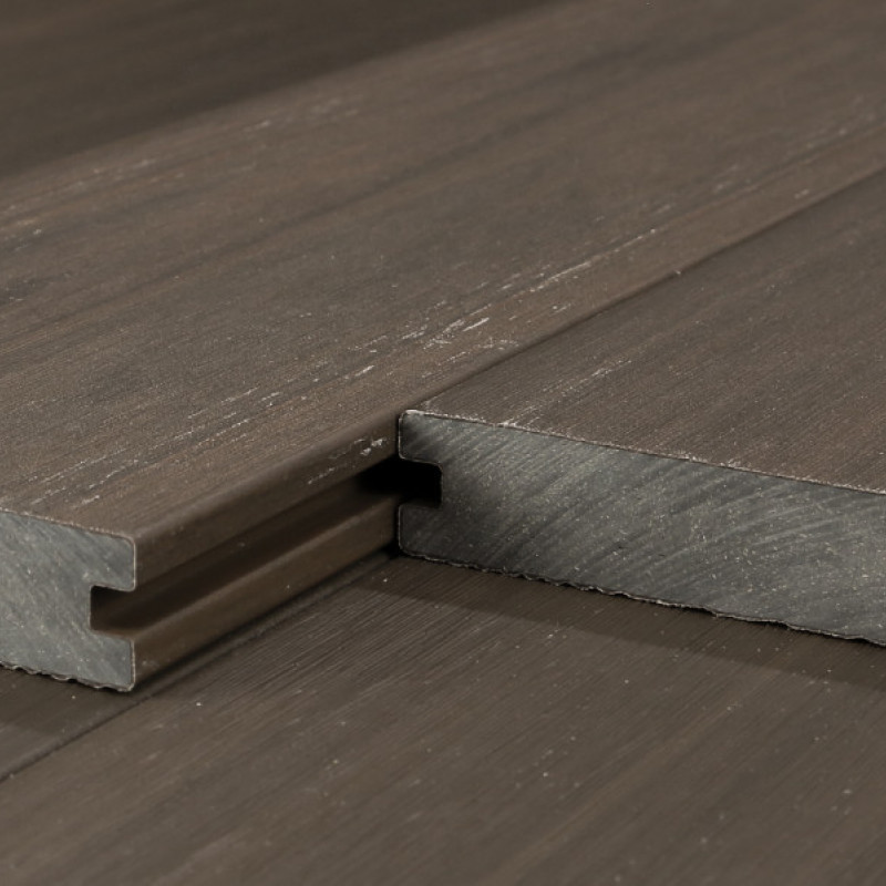 Bausatz, WPC Premium Terrassendiele 2. Generation, Massiv, 23 x 140 mm, Wellenstruktur / glatt, Walnuss