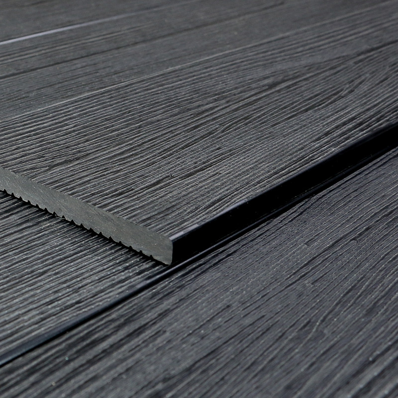 WPC Abschlussleiste in Holzoptik, 11 x 140 mm, Wellenstruktur / fein, Dunkelgrau