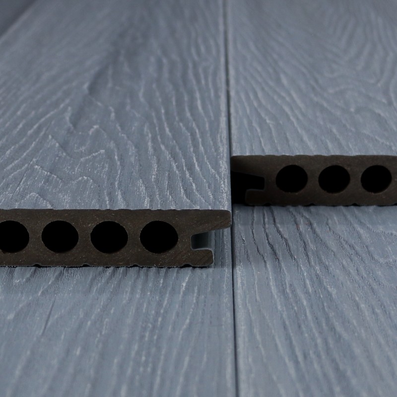 FeelingWood WPC Premium Terrassendiele in Holzoptik, 25 x 150 mm, Wellenstruktur, Grau