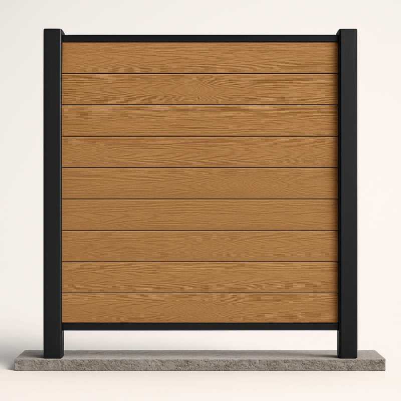 Bausatz, WPC Zaun Komplett-Set mit Alu-Pfosten (zum Einbetonieren), Hellbraun