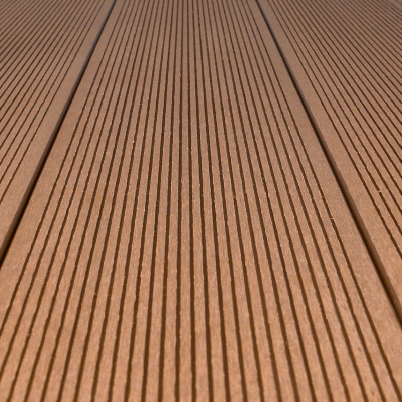 Bausatz, WPC Terrassendiele in Holzoptik, 25 x 148 mm, Wellenstruktur / fein, Hellbraun