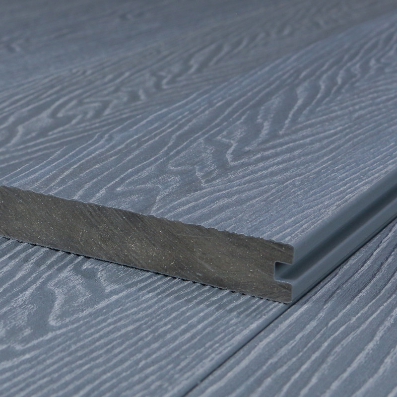 WPC Premium Terrassendiele 2. Generation, Massiv, 23 x 140 mm, Wellenstruktur / glatt, Grau