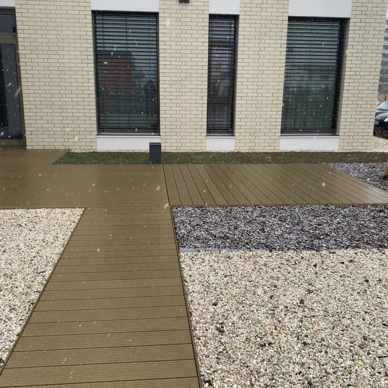 WPC Terrassendiele, Hohldiele, 24 x 146 mm, grob / fein, Dunkelbraun