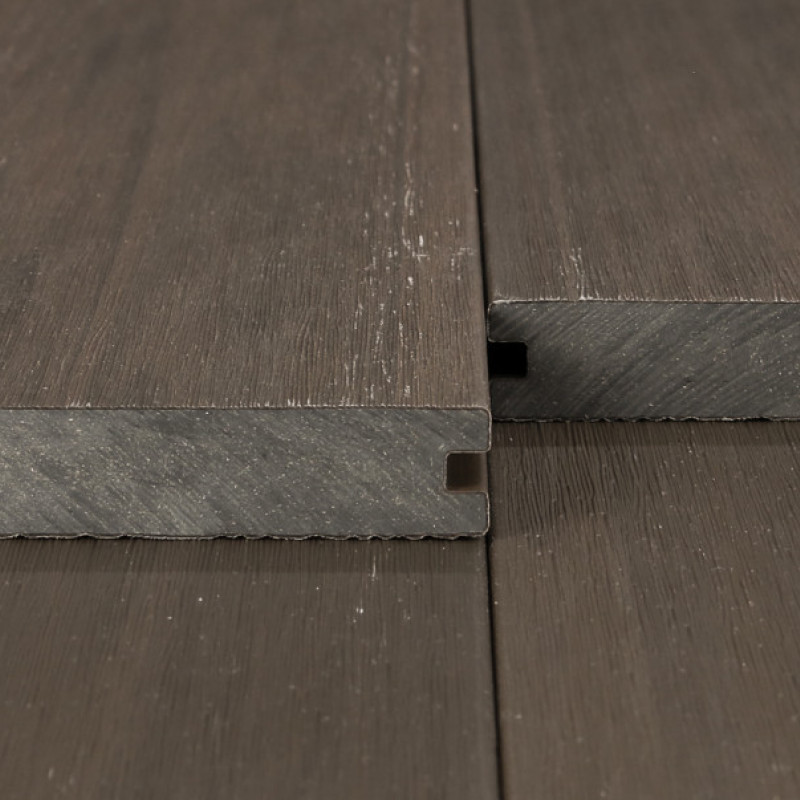 Bausatz, WPC Premium Terrassendiele 2. Generation, Massiv, 23 x 140 mm, Wellenstruktur / glatt, Walnuss