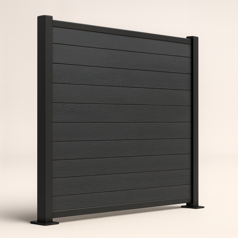 Bausatz, WPC Zaun Komplett-Set mit Alu-Pfosten (zum Aufschrauben), Dunkelgrau