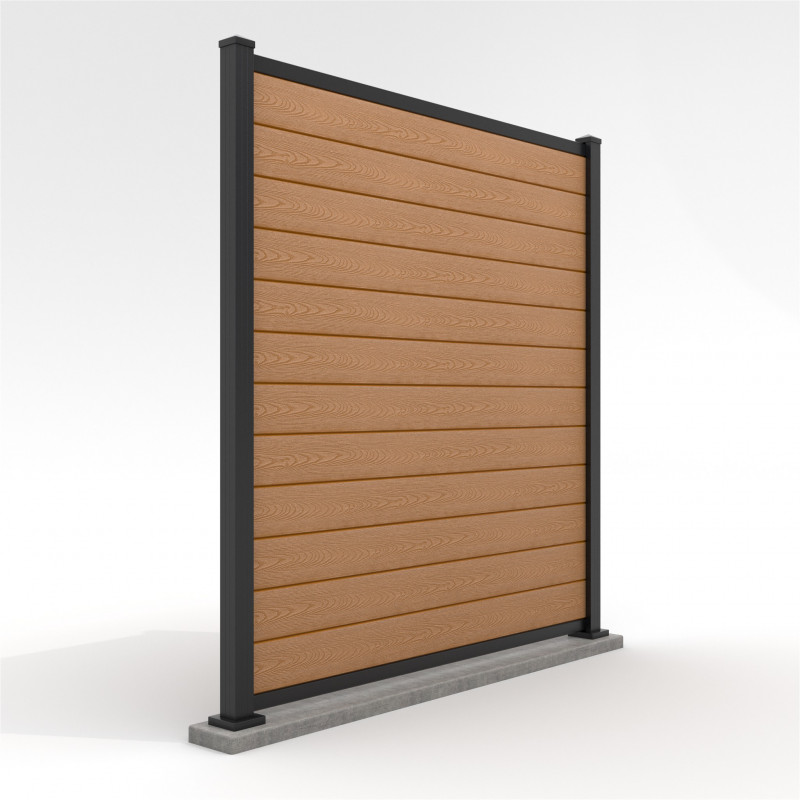 Bausatz, WPC Zaun Komplett-Set mit Alu-Pfosten (zum Aufschrauben), Hellbraun