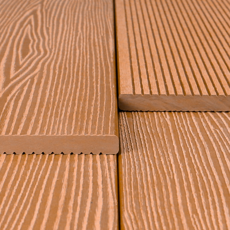 WPC Abschlussleiste in Holzoptik, 11 x 140 mm, Wellenstruktur / fein, Hellbraun