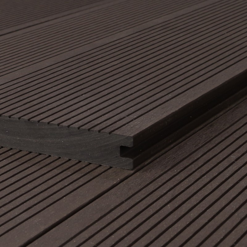 WPC Terrassendiele Massiv, 20 x 140 mm, glatt / fein, Dunkelbraun