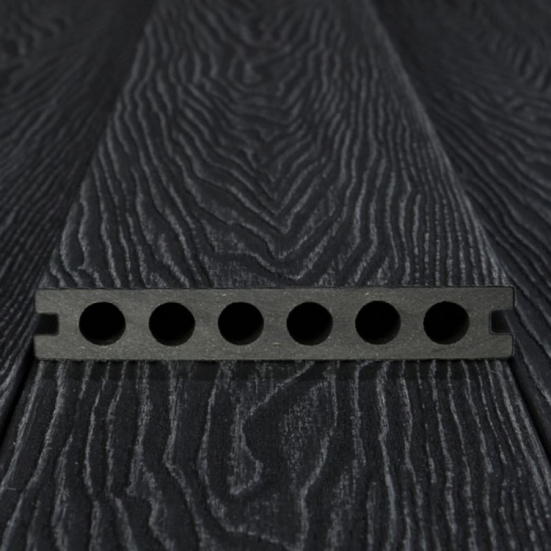 Bausatz, WPC Premium Terrassendiele 2. Generation, 23 x 142 mm, Wellenstruktur / glatt, Dunkelgrau
