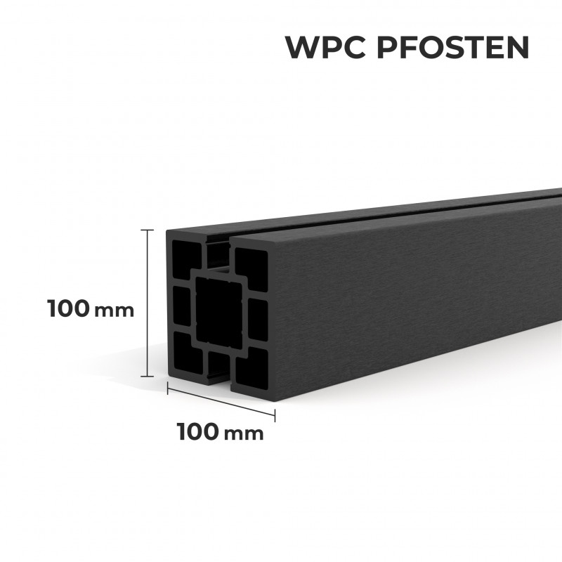 WPC-Pfosten 100 x 100 mm, Schwarz