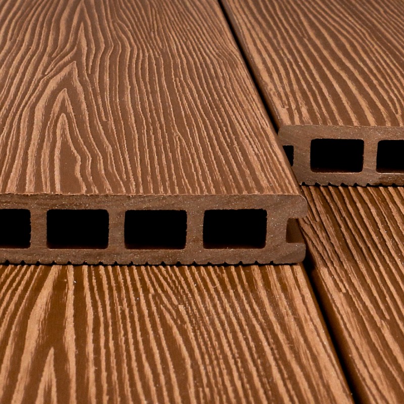 WPC Terrassendiele in Holzoptik, 25 x 148 mm, Wellenstruktur / fein, Dunkelbraun