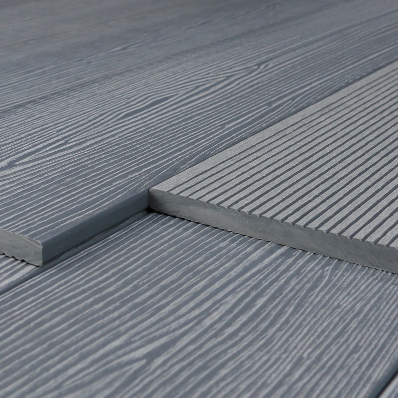 WPC Abschlussleiste in Holzoptik, 11 x 140 mm, Wellenstruktur / fein, Grau