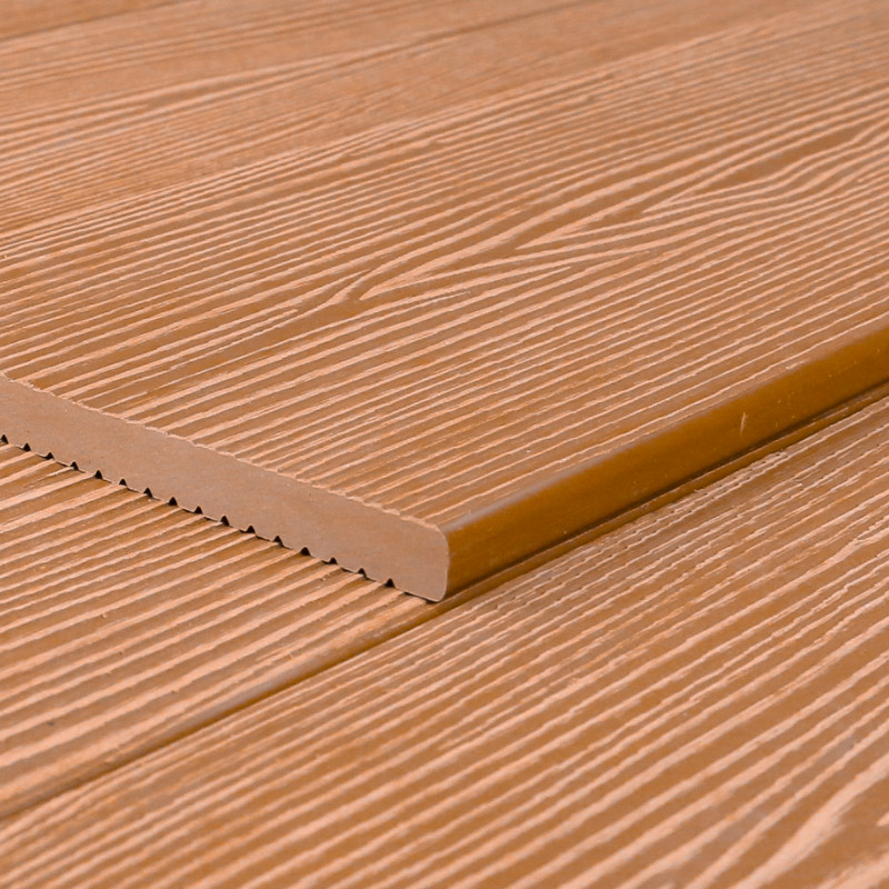 WPC Abschlussleiste in Holzoptik, 11 x 140 mm, Wellenstruktur / fein, Hellbraun