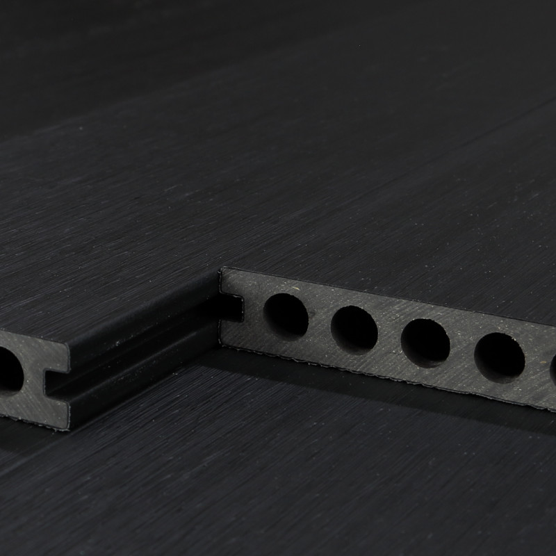 WPC Premium Terrassendiele 2. Generation, 23 x 142 mm, Wellenstruktur / glatt, Dunkelgrau