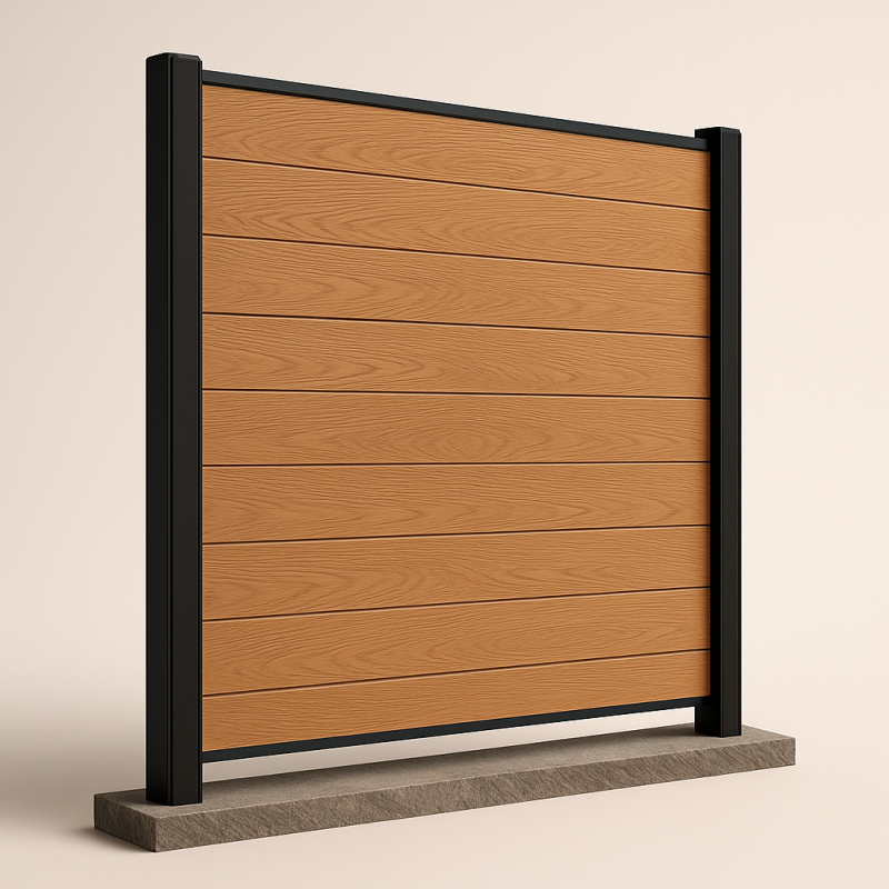 Bausatz, WPC Zaun Komplett-Set mit Alu-Pfosten (zum Einbetonieren), Hellbraun